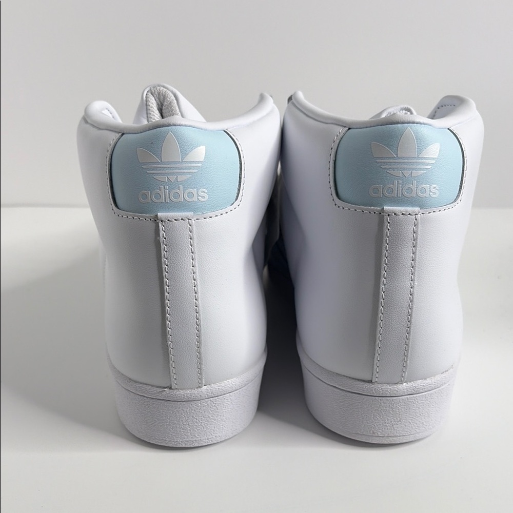 adidas NEW White High-Top Pro Model Sneakers with Pale Blue Stripes FV4492 - Picture 4 of 7